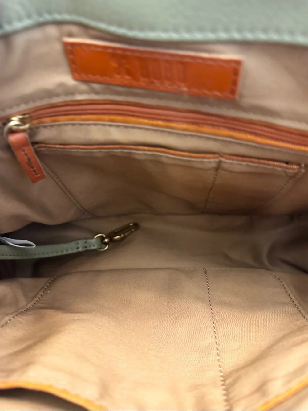 HOBO Brio Olive Leather Whipstitched Tassel Crossbody Bag